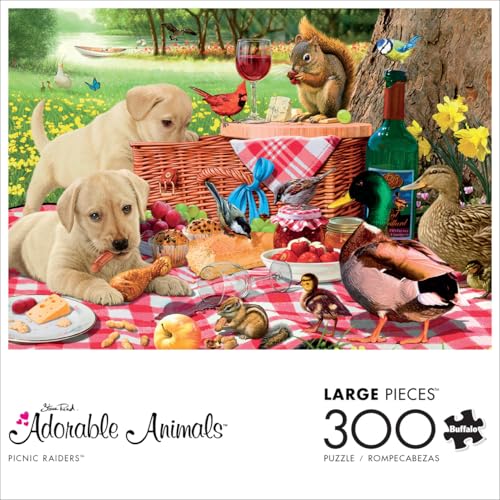 Rompecabezas Buffalo Games - Picnic Raiders, 300 piezas grandes para adultos | Hecho en EE.UU., piezas grandes fáciles de ver y sostener, cartón reciclado, tamaño: 15 x 20 pulgadas, incluye póster, arte enmarcable, ideal como regalo miniatura 1