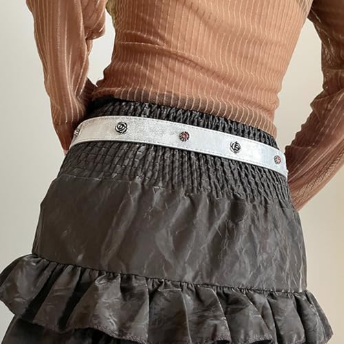 Flower Studded Waist Belt Fashion Shimmering Waistband Ethnic Jeans Belt Elegant Adult Pants Belt Simple Waist Decors3
