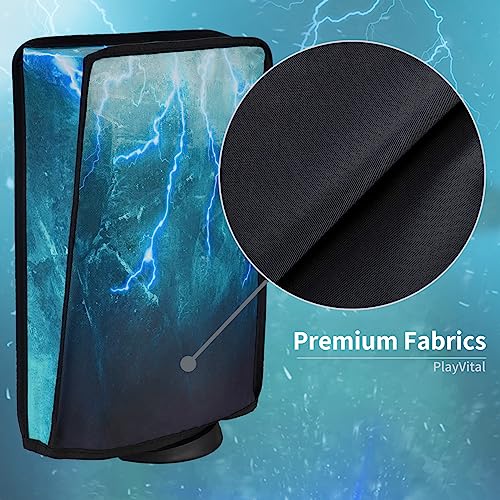 Image of PlayVital Dust Cover for PS5, Waterproof Console Cover, Soft Nylon, Compatible with Digital & Disc Edition - Green Storm Thunder