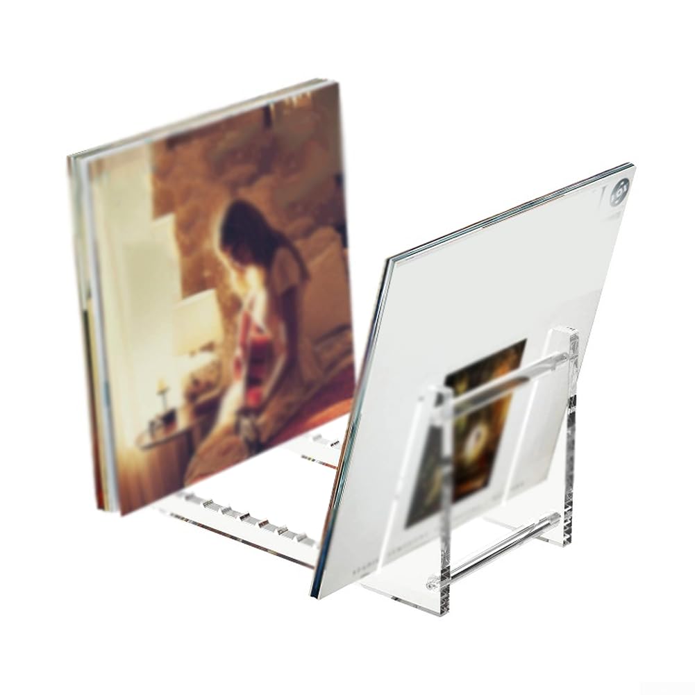 Supporto per dischi in vinile acrilico trasparente, espositore per CD, moderno, salvaspazio, organizer da scrivania per album musicali per ufficio e casa (nero)