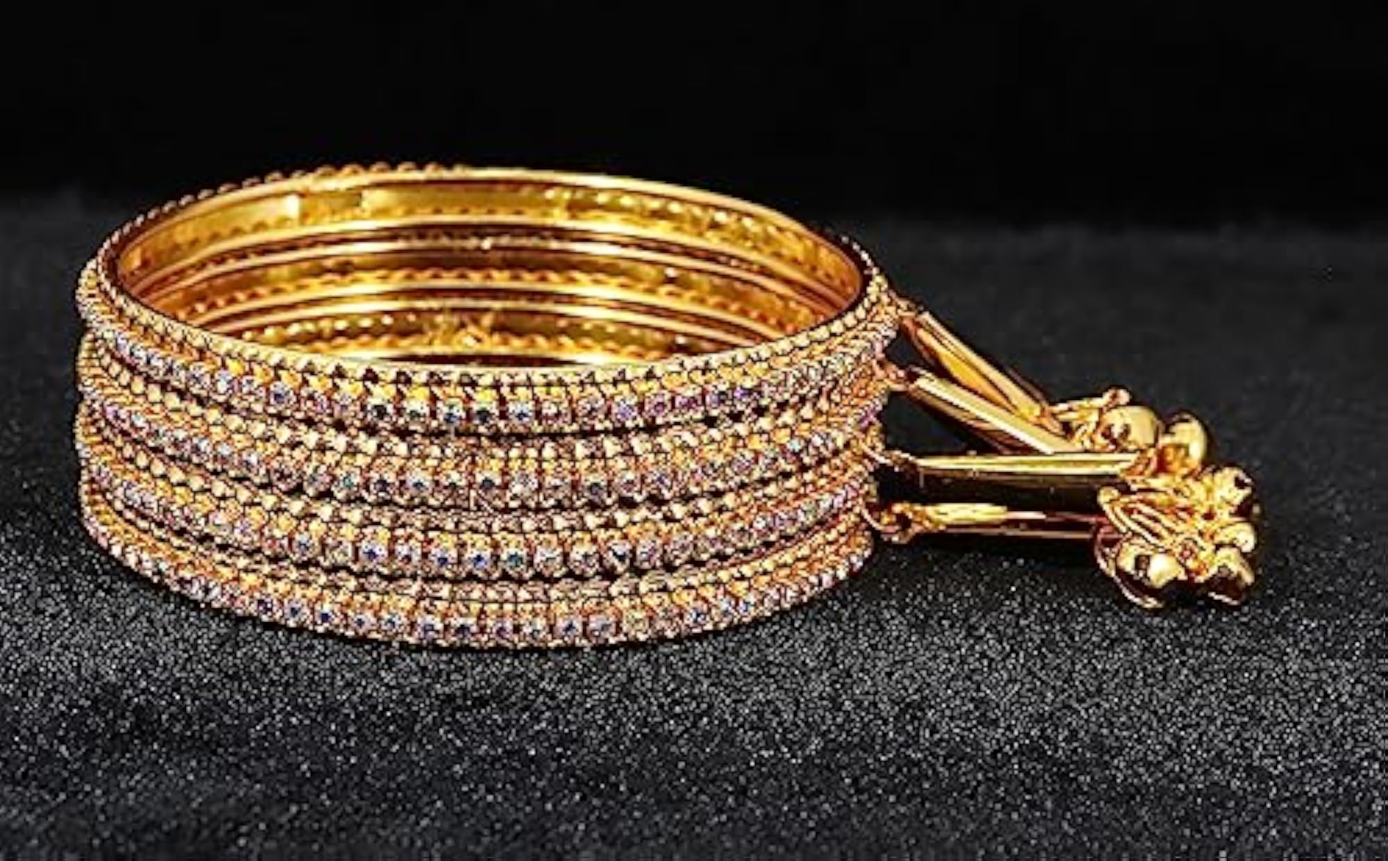 Zircon Gemstone Linked Bangles Set (RB8_1213--2.4 Inches)