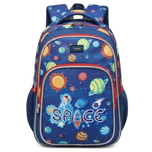 Image of Frantic Waterproof Polyester 35 L School Backpack With Pencil /Staionery Pouch School Bag Class 1 to 8 Daypack Picnic Bag For School Going Boys & Girls(RR Blue Space B)