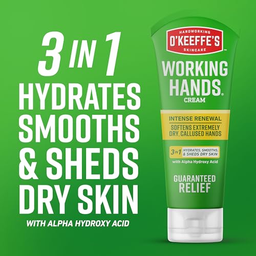 O'Keeffe's Working Hands Intense Renewal Hand Cream with Urea, 3 oz Tube (Pack of 2) – Softens & Smooths Extremely Dry, Callused Hands
