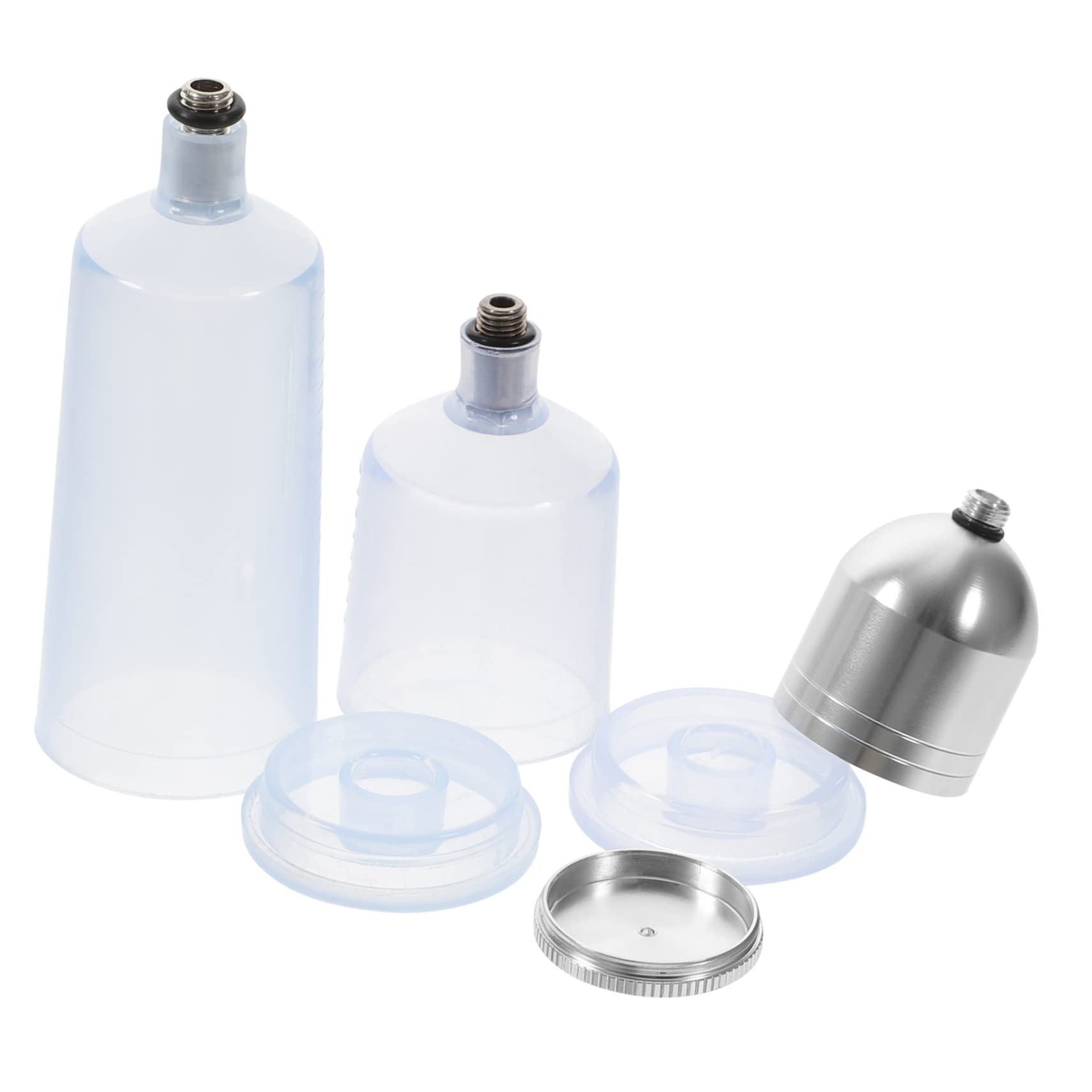 LABRIMP 3pcs airbrush replacement pot airbrush pigment container replaceable airbrush pigment cup art paint bottle clear container empty paint portion bottle Bottled Oxygen injection Metal