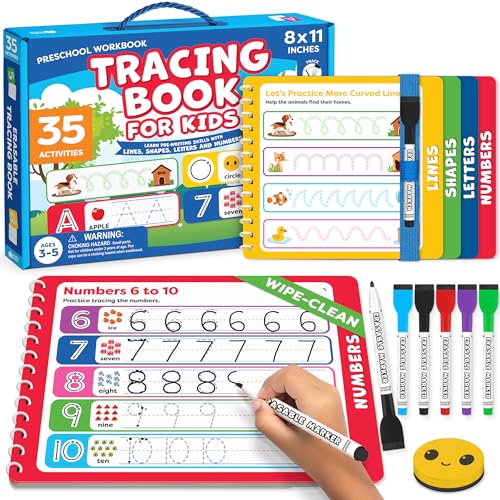 Momo & Nashi Preschool Learning Activities - Letter Tracing Books for Kids Ages 3-5 - Toddler Handwriting Practice - Kindergarten Workbooks for 4 Year Olds, Educational Learning Toys for 3 Year Old