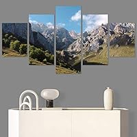 SIGNWIN 5 Panel Canvas Wall Art Mountainscape for Home Decorations Ready to Hang - 60
