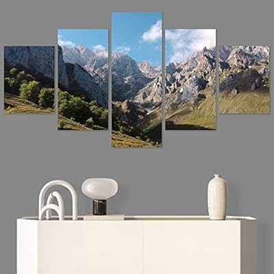 SIGNWIN 5 Panel Canvas Wall Art Mountainscape for...
