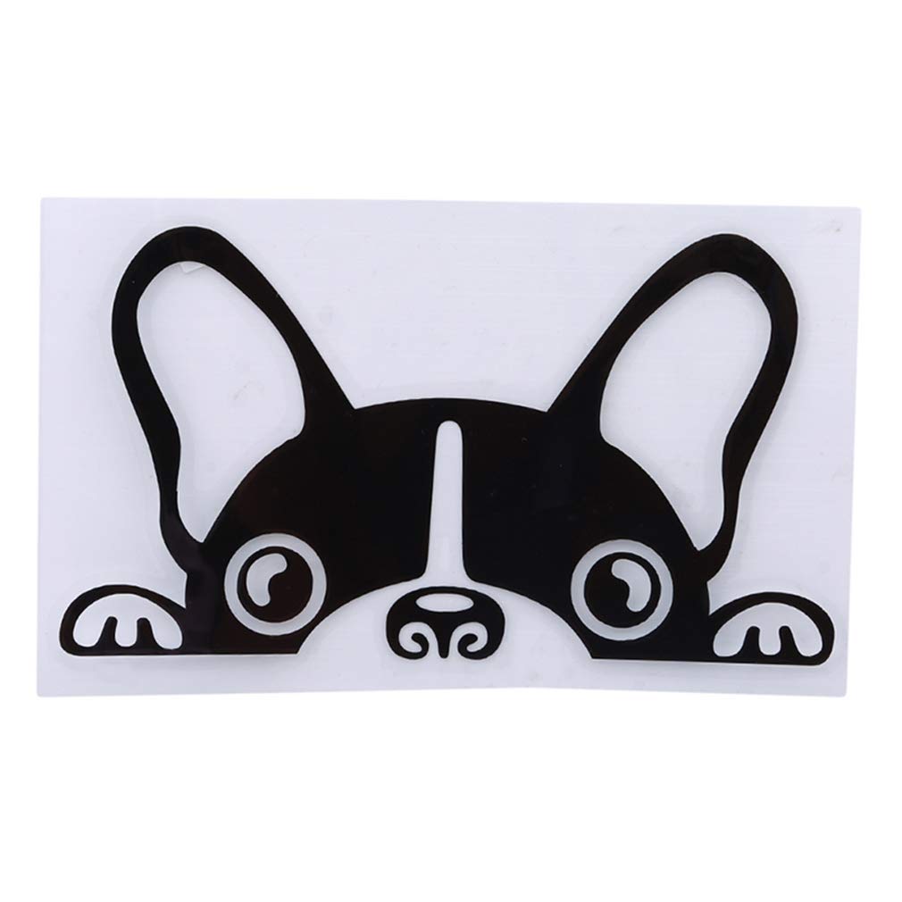 Cute Animal Pet Dog Car Sticker Boston Terrier Peeking Auto Car Truck Window Decal,White Durable and Practical