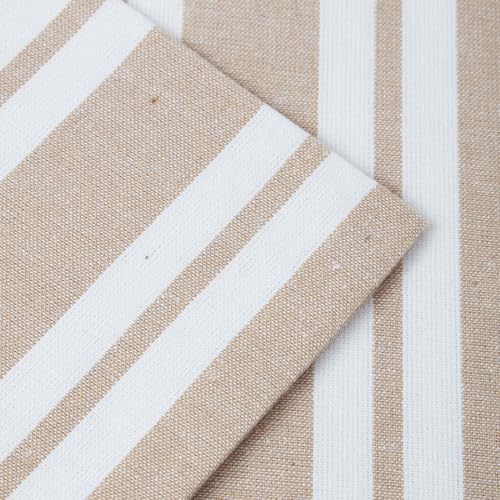 Image of Encasa XO Farmhouse Throw Pillow Covers Set of 2 (20x20 in) Franca Beige Stripes | Decorative Cushion Covers No Inserts | Plaid and Stripes Pillow Covers for Living Room, Couch