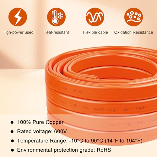 Image of 10 /3 Wire with Ground - 25FT 10 Gauge NM-B Non-Metallic Sheathed Cable 100% Pure Copper 10 AWG 3 Conductor Residential Indoor Wire for Outlets, Switches, Other Loads and Lighting Wiring Projects etc.