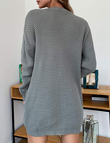 Image of OmicGot Women's Long Sleeve Open Front Chunky Cable Knit Loose Cardigan Sweater