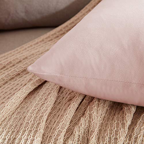 Wayimpress Soft Valentine Velvet Throw Pillow Covers 18 X 18，Pack Of 2 Decorative Solid Square Cushion Case For Sofa Couch Chair Car, 18X18 Inch, Pink #TOP2