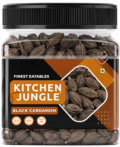 Image of Kitchen Jungle Premium Black Cardamom (Kali Elaichi) 100g | Bold Whole Badi Elaichi Pods | Strong Smoky Aromatic Spice for Biryani, Garam Masala, Curries & Indian Cooking