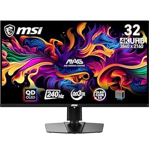 MSI MAG 321UPX QD-OLED 31.5 Zoll 4K UHD Gaming Monitor - 3840 x 2160 Quantum Dot OLED Panel, 240Hz / 0.03ms, 99% DCI-P3, ΔE≤2, DisplayHDR True Black 400 - DP 1.4a, HDMI 2.1, USB Type-C
