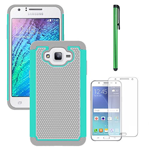 Galaxy J7 Neo J701M /J7 Nxt J701F /J7 Core J701 Case, with Screen Protector, Telegaming Dual Layer Armor Case Drop Protection TPU & Hard PC Back Cover for Samsung Galaxy J7 Neo /J7 Core Duos Teal