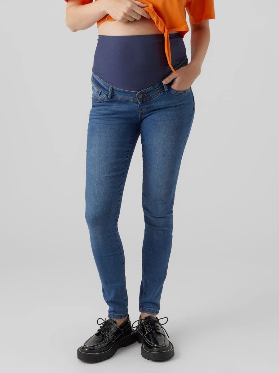 Mamalicious Women's Mlmila Slim Medium Blue Jeans A. Noos