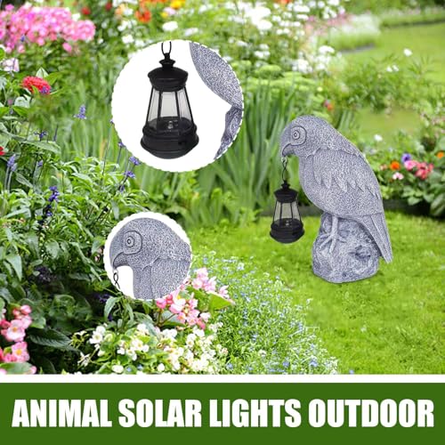 Estatua solar de jardín con luces LED de pájaros para decoración exterior de patios 4