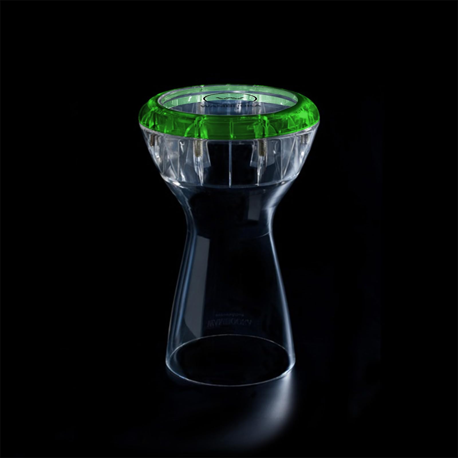 Darbuka-Trommel mit 22,2 cm langem Kopf, mit Messing-Stimmtasten und gepolsterter Tasche, 43,2 cm Länge, kristallklares Polycarbonat