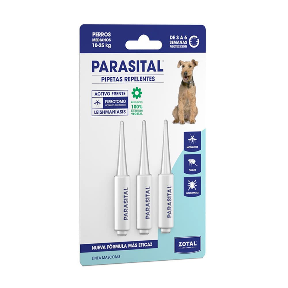 Zotal PARASITAL® Pack Collar Antiparasitario Perros Medianos y Pequeños + Pipeta Perros medianos 10-25 kg | Pack contra los parásitos externos en Mascotas | Ingredientes Activos Naturales | Marca