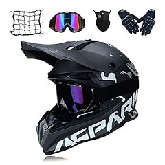 MRDEAR Motocross Helm mit Brille Handschuhe Maske Netz, Motorrad Cross Helm Mountainbike Fullface MTB BMX Atmungsaktiv Helm für Quad ATV Downhill Enduro Sport,M