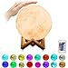 SunTop LED Mondlampe, 15cm RGB Mond Lampe, Moon Nachtlicht Dimmbare Touch Nachtlampe tragbares mit Fernbedienung USB Aufladung 16 Farben Dekoleuchte USB wiederaufladbare Nachtlicht