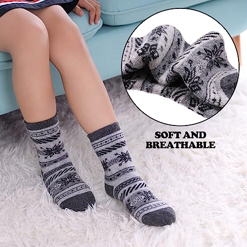 Image of FNOVCO Children's Winter Warm Wool Socks Kids Boys Girls Animal Socks 6 Pairs