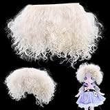 arricraft Puppenhaartressen Beige Wollpuppenperücke Handgefertigte Haarersatzperücke Perfekte Lockige Perücke Für DIY Mädchen BJD Bastelarbeiten Zubehör 5.5x9.45x0.12 Zoll