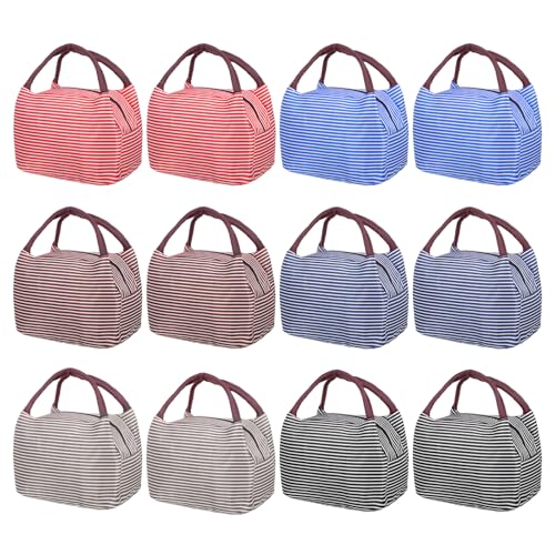 12 Pieces Insulated Lunch Bag Reusable Box Thermal Lunch Leakproof Tote Bag for Women Men Office...