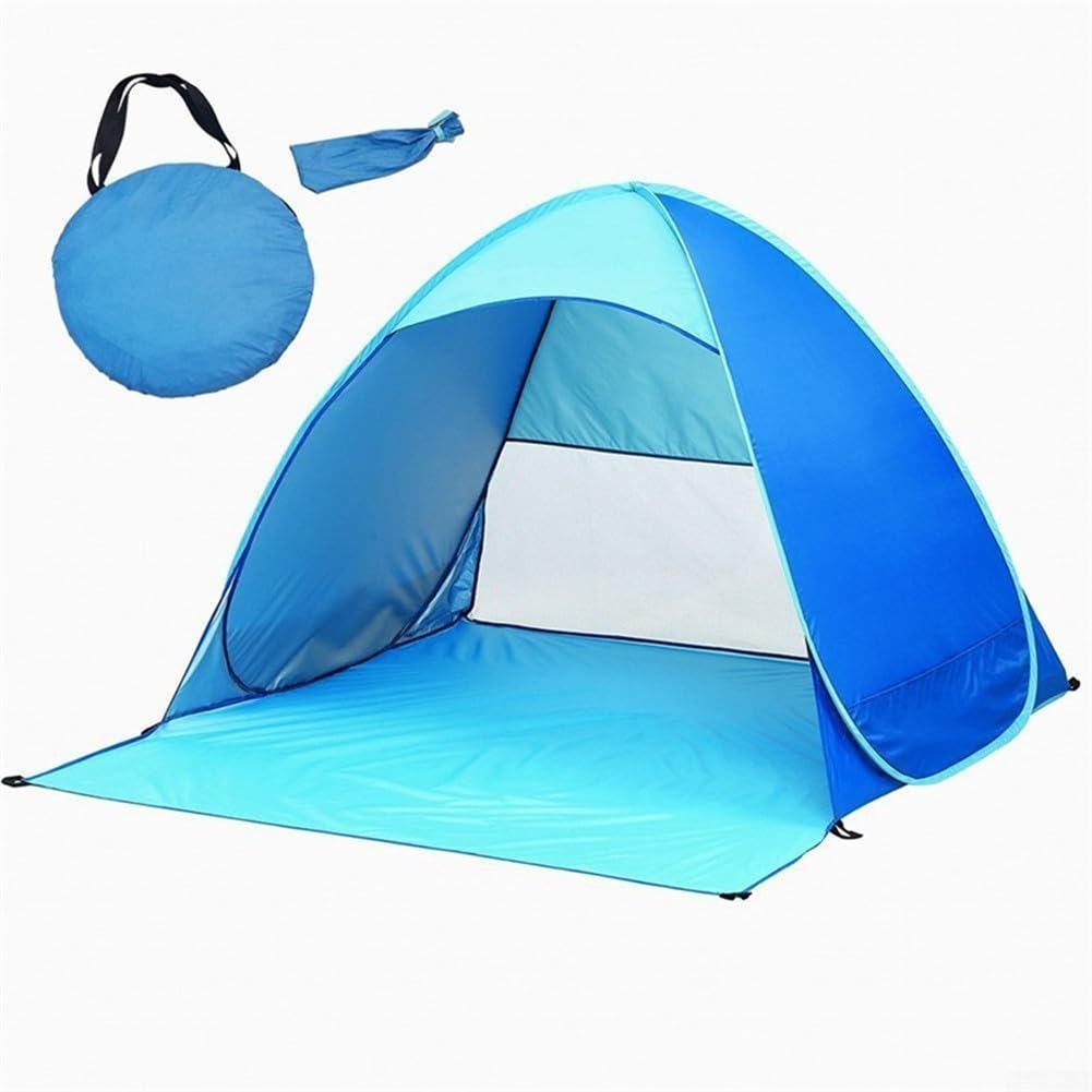 FACULX Automatic Beach Tent, Pop-Up Sun Shelter with UPF 50+ Protection, Breathable Mesh Back, Wind-Resistant Sand Pockets for Camping, Hiking, Fishing