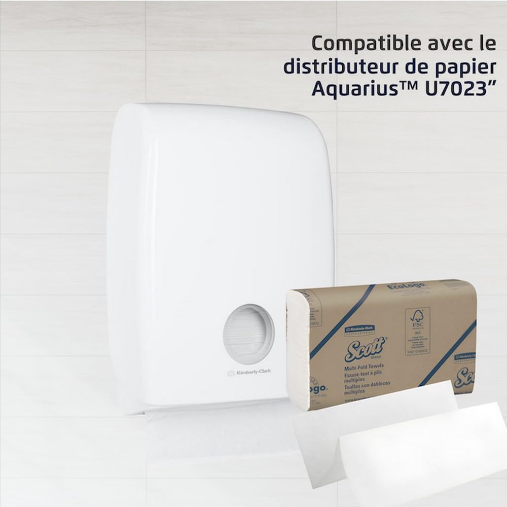 Scott Essential Essuie-Mains, 16 Multiplis en Z, Blancs, Technologie Airflex, Doux, Absorbants et Résistants, 16 Paquets x 250 Feuilles (4 000 Feuilles au Total), article 1804