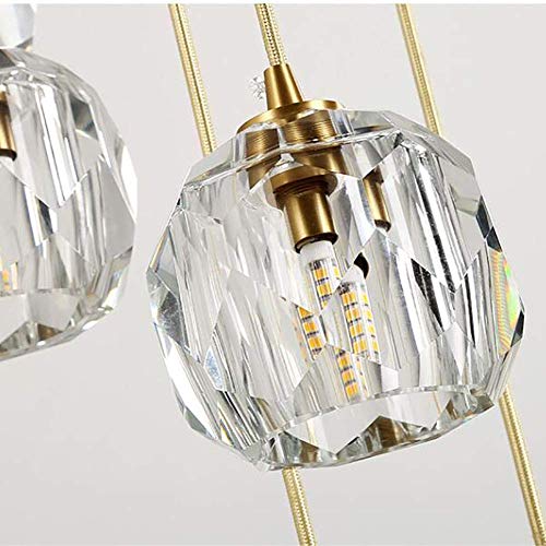 Lámpara araña de cristal moderna dorada para iluminar techos oscuros 6