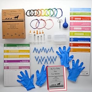 SheffieldSSShop Puppy Whelping Supplies 64 Piece Puppy Whelping Kit for Puppies Birth Pregnant Dog Birthing Supplies Newborn Collars for Litter Bottles for Nursing