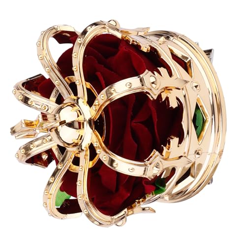 Tiara dorada tridimensional con pinza roja para tocado de novia