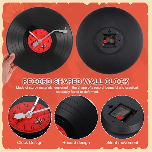 Horloge murale vinyle noir plastique robuste durable pour bureau