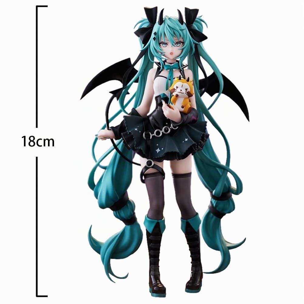 Miku Figurine Anime Miku - Modèle 18 cm - En PVC - Statue d'action Miku's - Petit diable avec petit raton laveur - Position debout - Décoration de bureau - Objets de collection - Cadeau