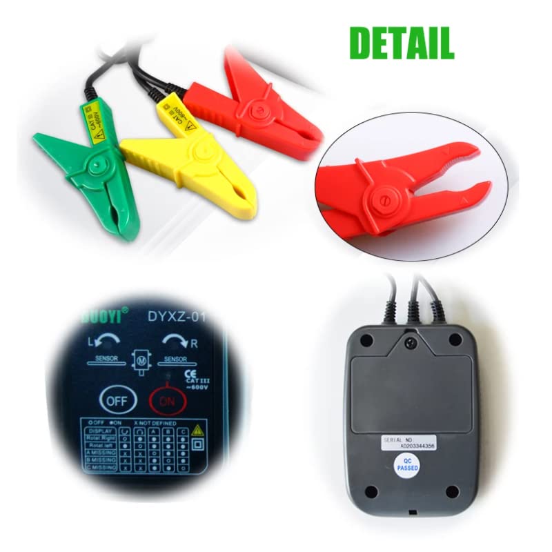 DUOYI DYXZ-01 3 Phase Rotation Tester 70V~600V AC Non-Contact Phase Indicator Detectors Circuit LED Break Test Voltage Detector Meter
