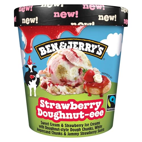Ben & Jerrys Strawberry Doughnut-eee Ice Cream Tub 465ml