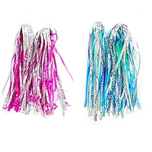 Fietslinten Childrens Stuur Streamers Fietsgrepen Kleurrijke Reflecterende Scooter Kwasten Roze Blauw 2 Paren