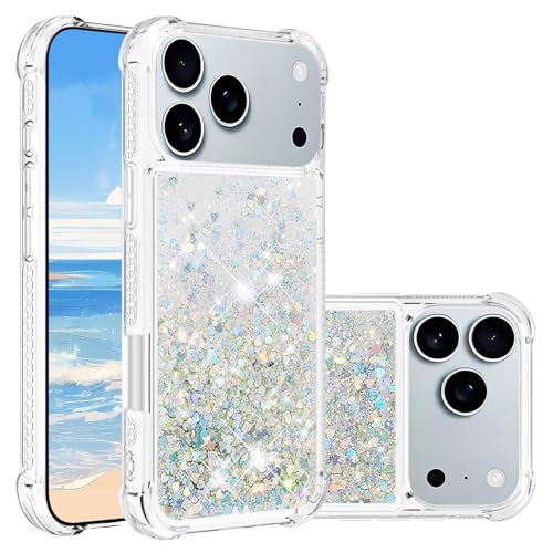 Coque iPhone 2025 Pro Max 6.9 pouces paillettes argent transparent TPU LEMAXELERS