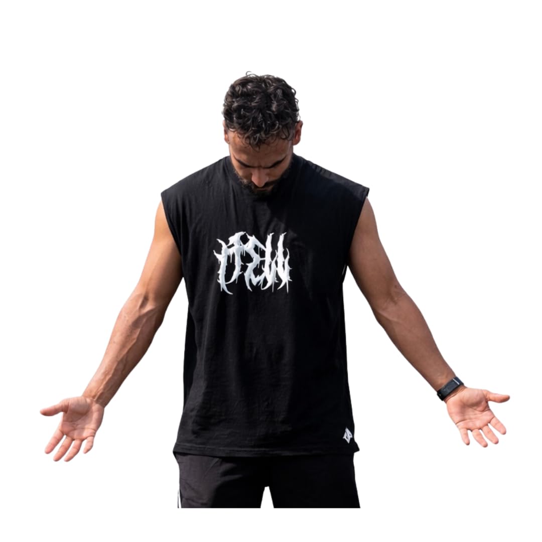 Urban Fits Hell Vest for Men & Women | 200 GSM 100% Cotton Jersey | Oversized Baggy Fit | Puff Print | Unisex | Made in India-picture-23
