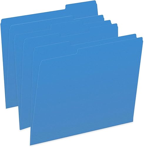 Carpetas de archivos azules, pestaña superior de corte de 13, tamaño carta, perfectas para organizar documentos en cajones de archivos, caja de 100