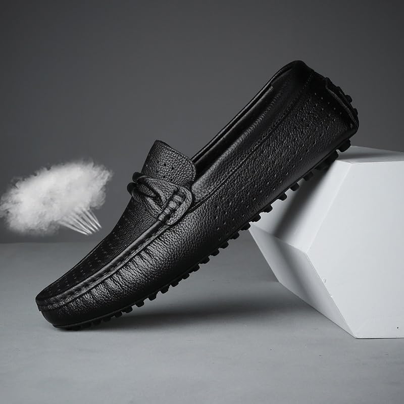 Mens Loafers Shoe Round Toe Leather Driving Style Loafer Flexible Slip Resistant Anti-Slip Prom Walking Slip-on3