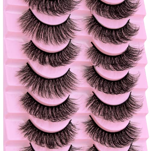 Faux Cils 10 Paires- 7D Faux Cils Naturel à la Main Ultra-Minces Cils Professionnel Cils Noir Réutilisables (7D/08) Cover