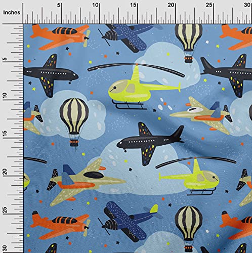 Premium Light Blue Cotton Cambric Fabric with Airplane Print for Kids' Sewing Projects - Soft, Versatile Material Sold by the Yard 4 Premium Light Blue Cotton Cambric Fabric with Airplane Print for Kids' Sewing Projects - Soft, Versatile Material Sold by the Yard - Image 3
