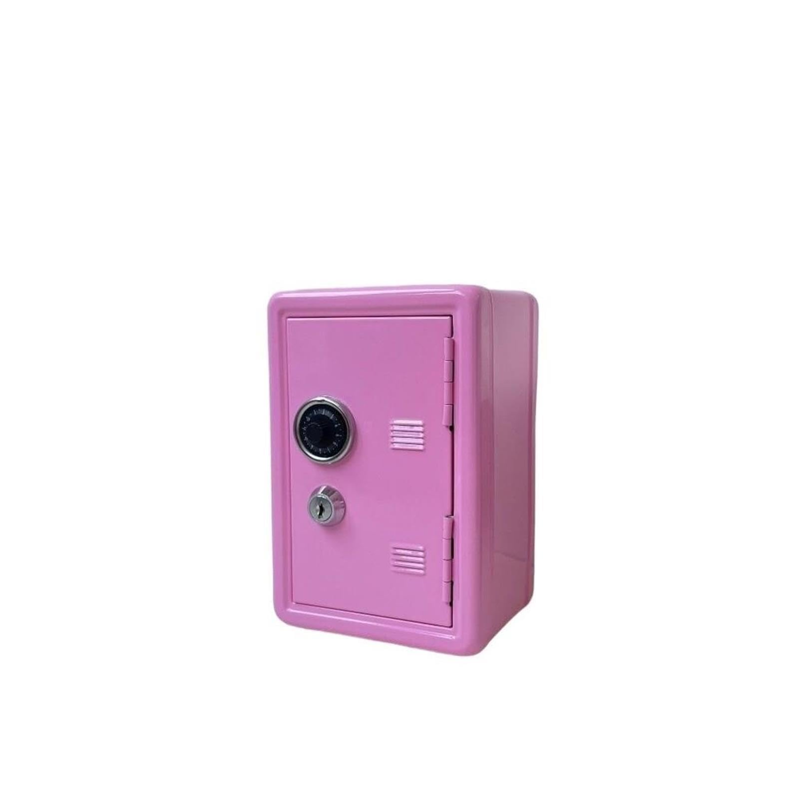 Caisse à monnaie Boîte décorative avec verrouillage par mot de passe, Mini coffre-fort en métal(Pink)