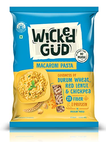 Image of WickedGud 2X Fiber Macaroni | No Maida | High Protein | Brown Rice | Red Lentils | Healthy Diet