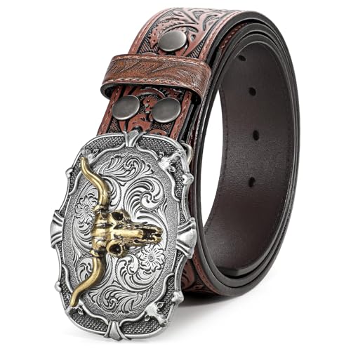 BELTROAD Western Leather Buckle Belt for Men Women Cowboy Cowgirl Mens Leather Belt for Jeans Christmas Men's Belt Gifts