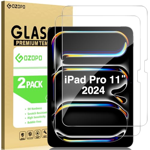 GOZOPO Protectores de Pantalla Para iPad Pro 11 Pulgadas M4 (2024), Dureza 9H Vidrio Templado