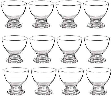GK Global Kitchen Glass Dessert Bowls Sundae Ice Cream Set of 12 Piece Short Stemmed Prawn Cocktail Glasses Appetiser Fruit Salads Pudding Dishes Footed Dessert Sundae Cocktail Bowls