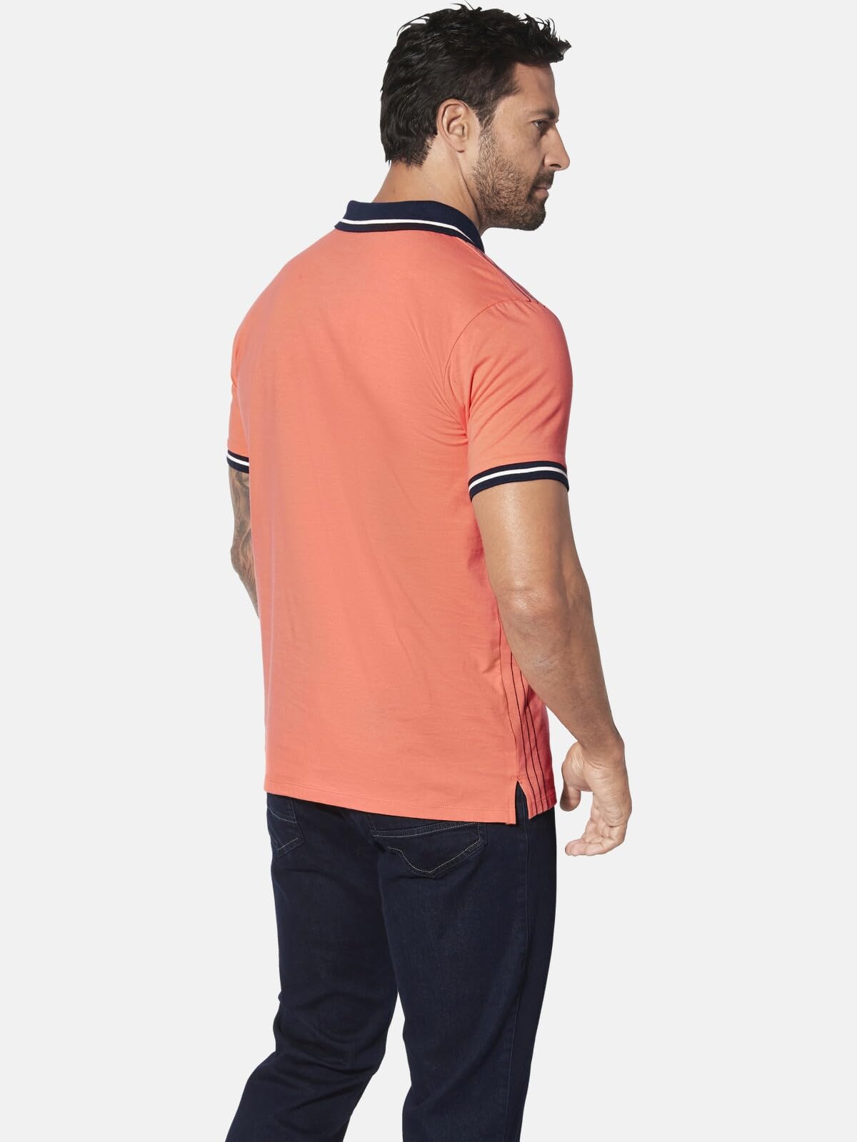Jan Vanderstorm Herren Poloshirt Olftin | Maritimes Piqué Kurzarm-Polo, atmungsaktiv, sommerliches Streifen-Design, 100% Baumwolle, große Größen L–7XL